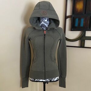 lululemon athletica Olive Green Hooded full Zip Scuba Jacket